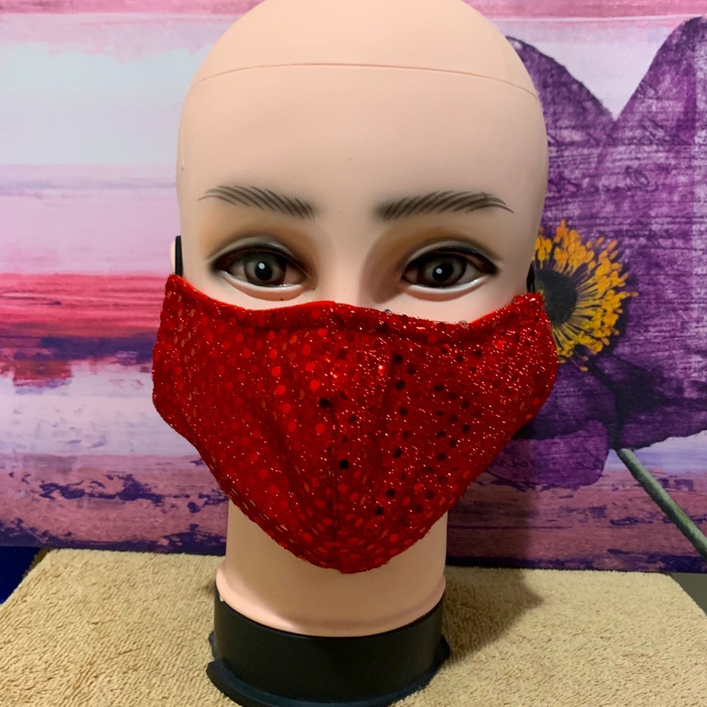 Red or Silver Sparkling 2-Layer Adjustable Mask